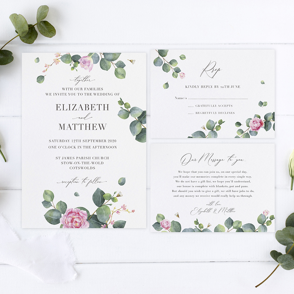 'Eucalyptus Blush' Sleeve Invite