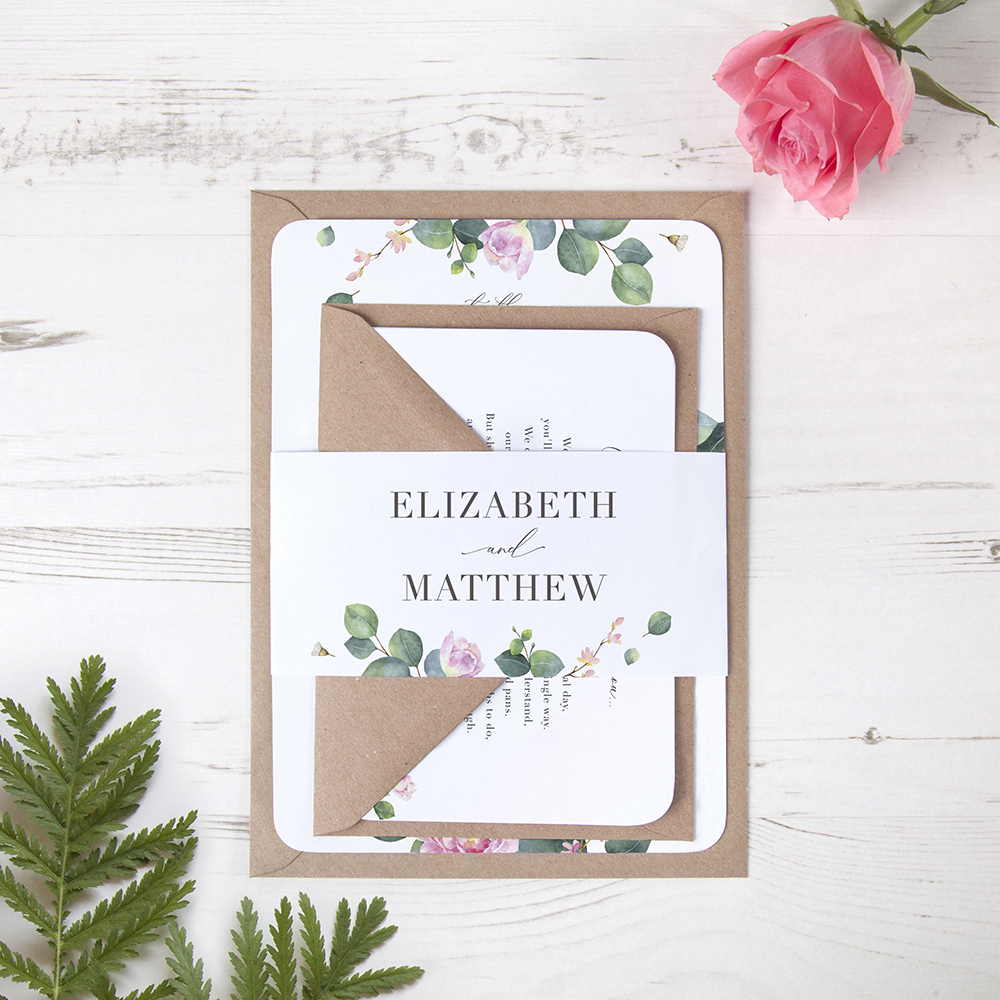 'Eucalyptus Blush' Sleeve Invite
