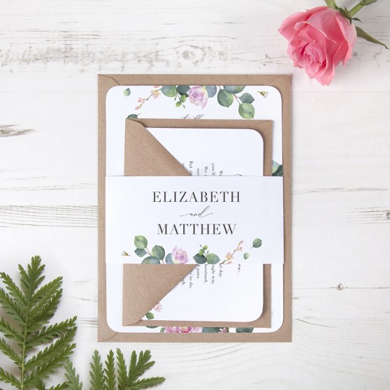 'Eucalyptus Blush' Sleeve Invite Sample