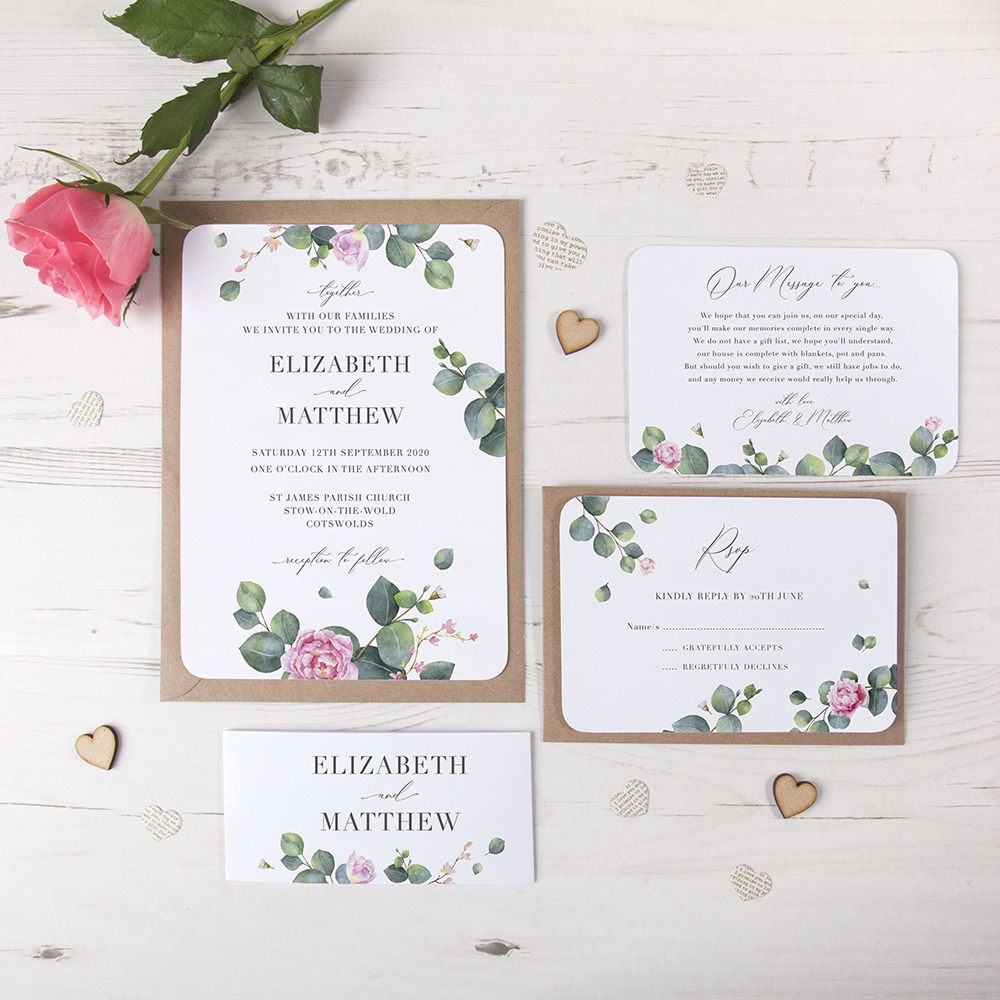 'Eucalyptus Blush' Sleeve Invite