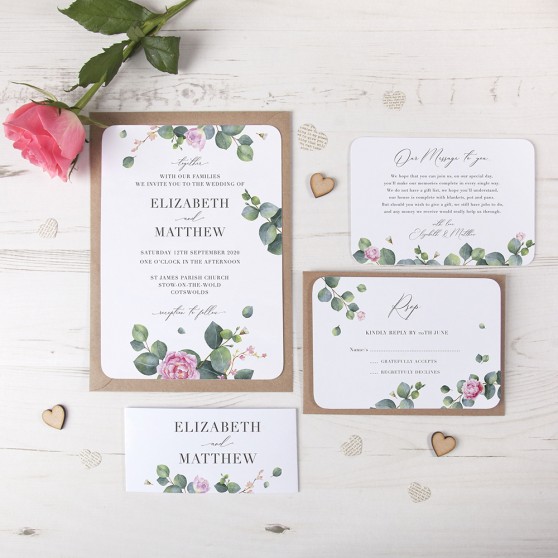 'Eucalyptus Blush' Sleeve Invite Sample