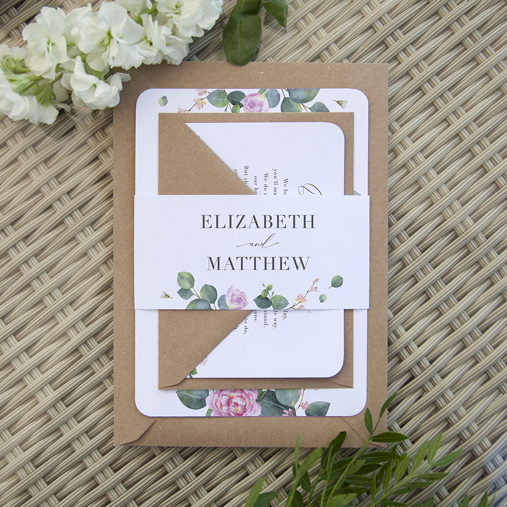 'Eucalyptus Blush' Sleeve Invite