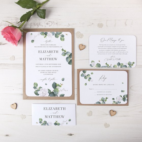 'Eucalyptus White' Sleeve Invite