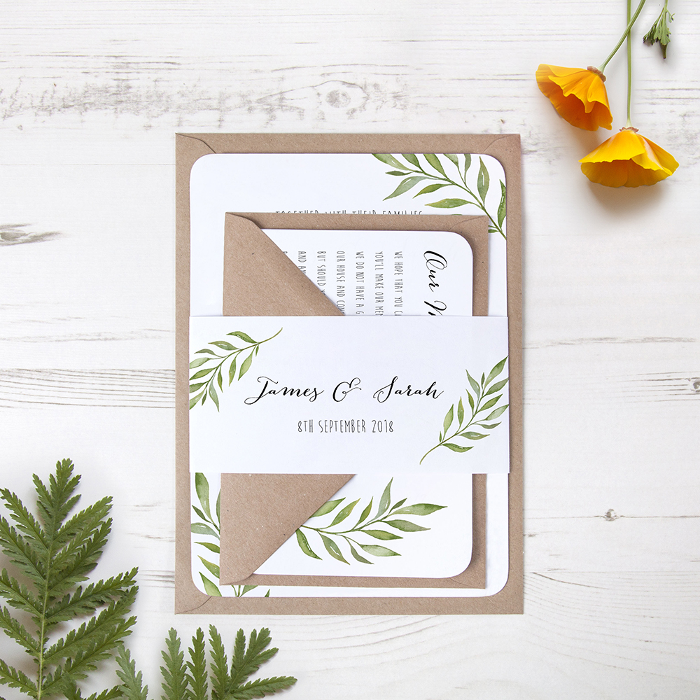 'Green Leaf' Sleeve Invite