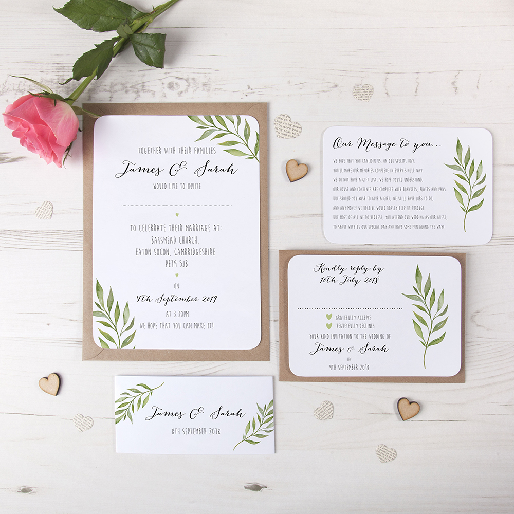 'Green Leaf' Sleeve Invite