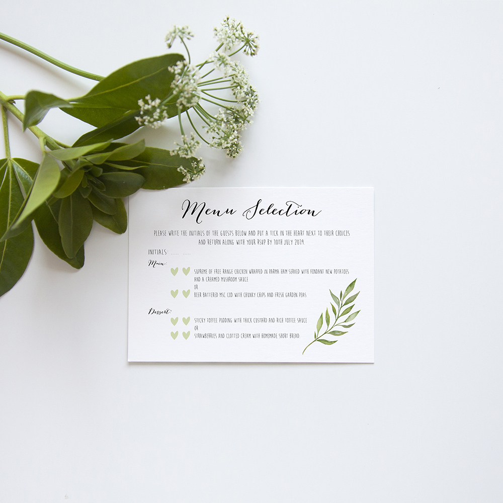 'Green Leaf' Sleeve Invite