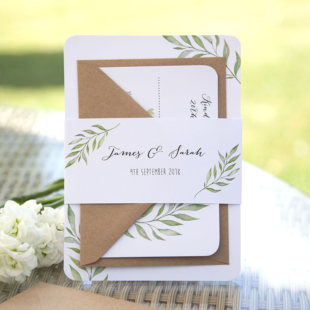 'Green Leaf' Sleeve Invite