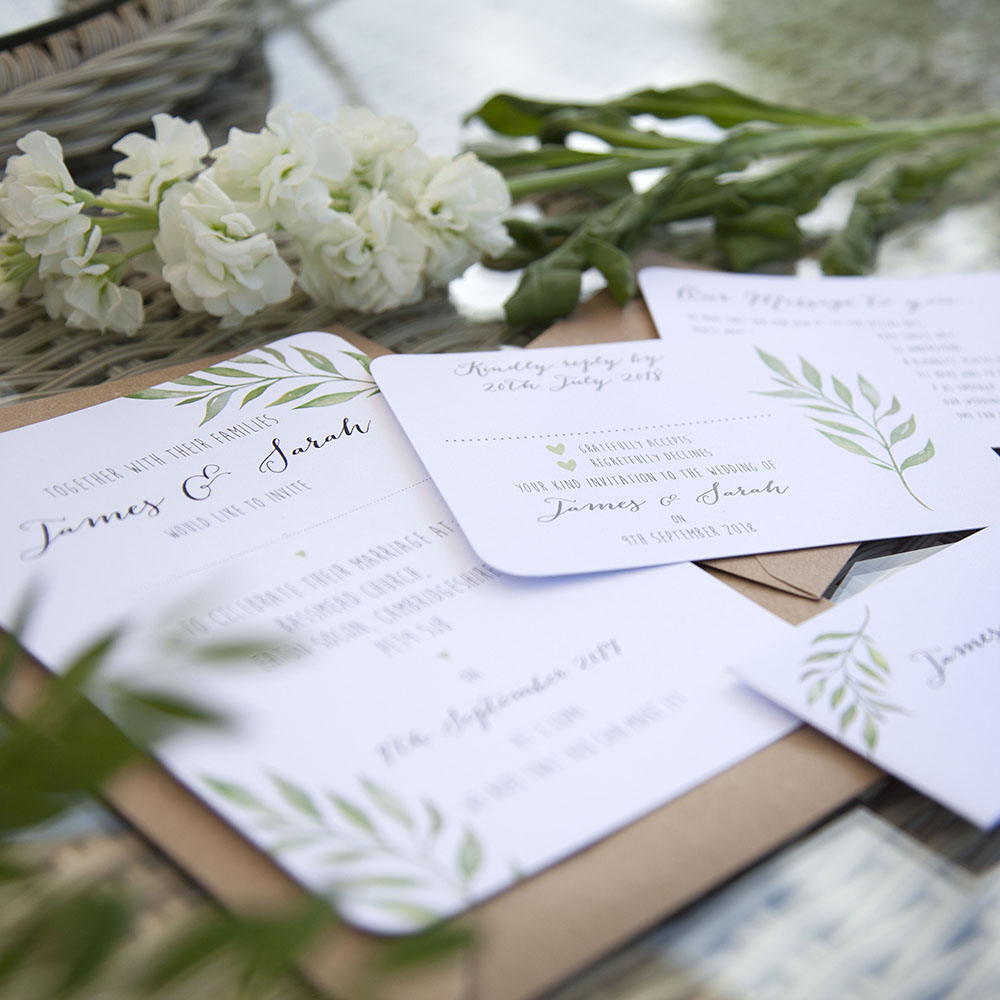 'Green Leaf' Sleeve Invite