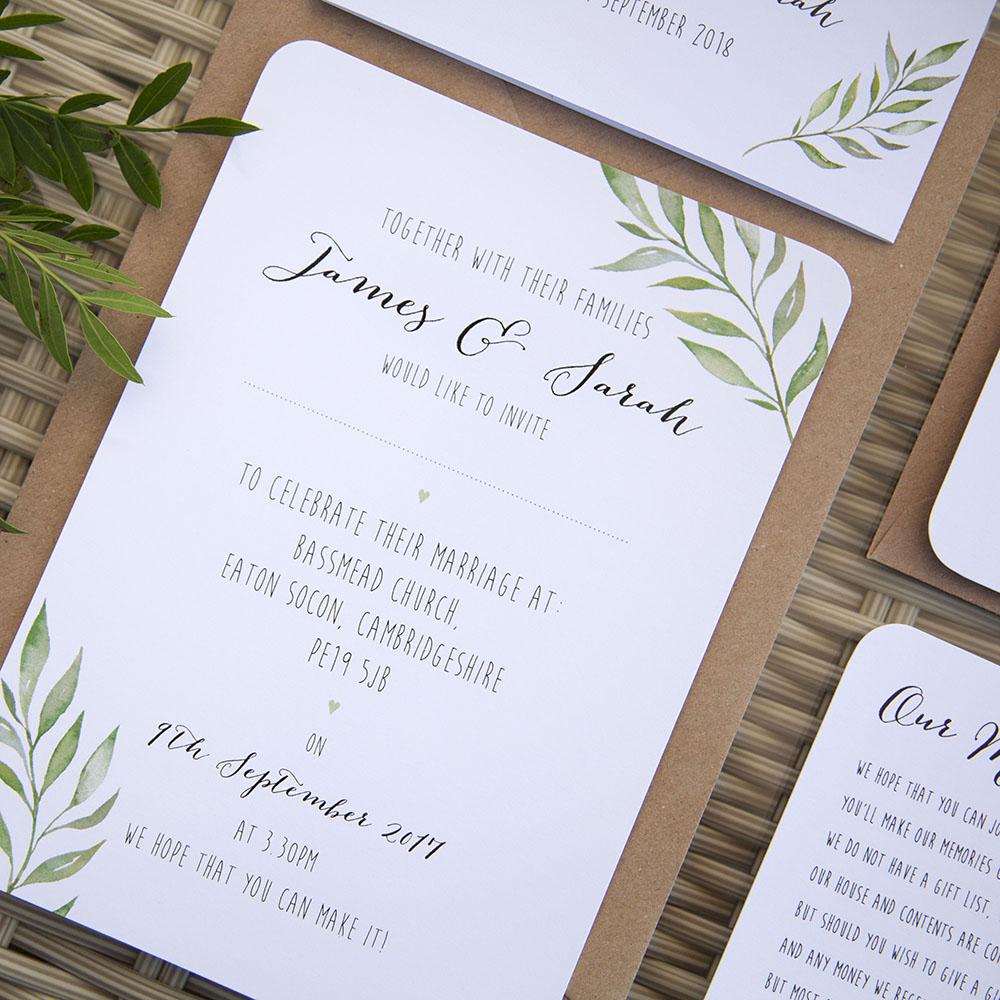 'Green Leaf' Sleeve Invite
