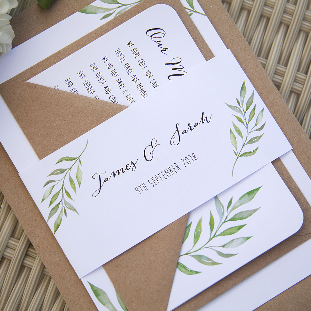 'Green Leaf' Sleeve Invite