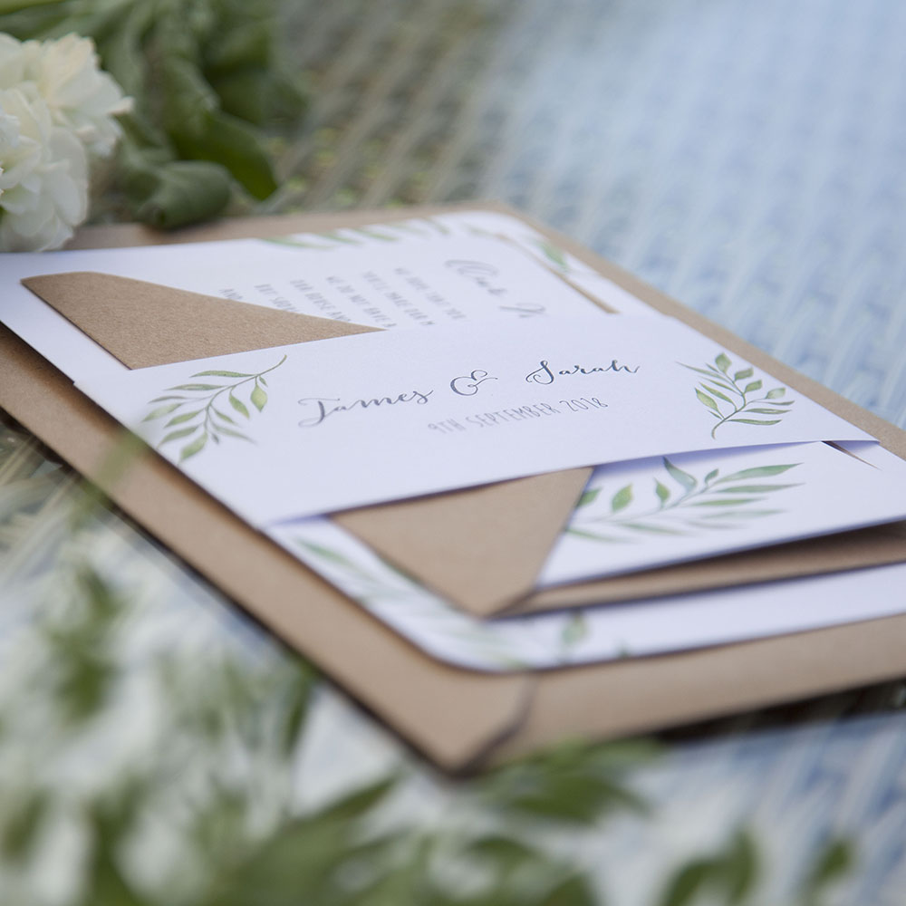 'Green Leaf' Sleeve Invite