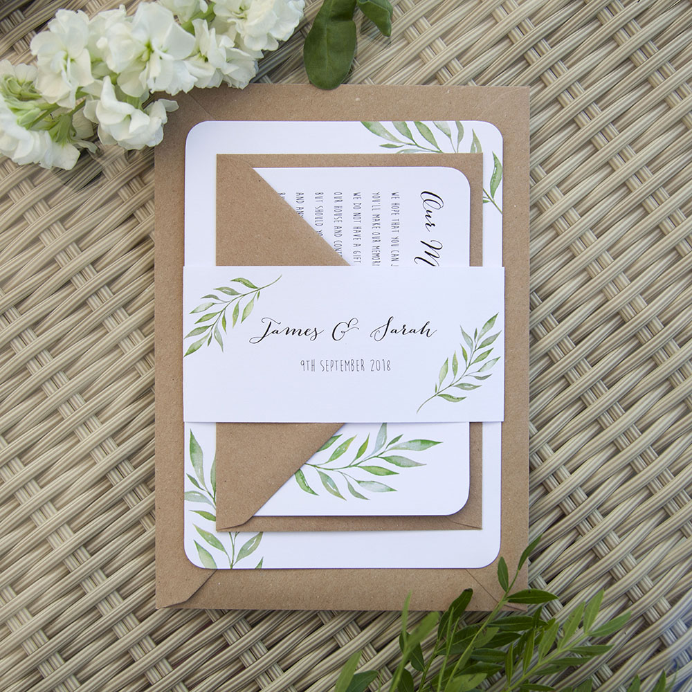 'Green Leaf' Sleeve Invite