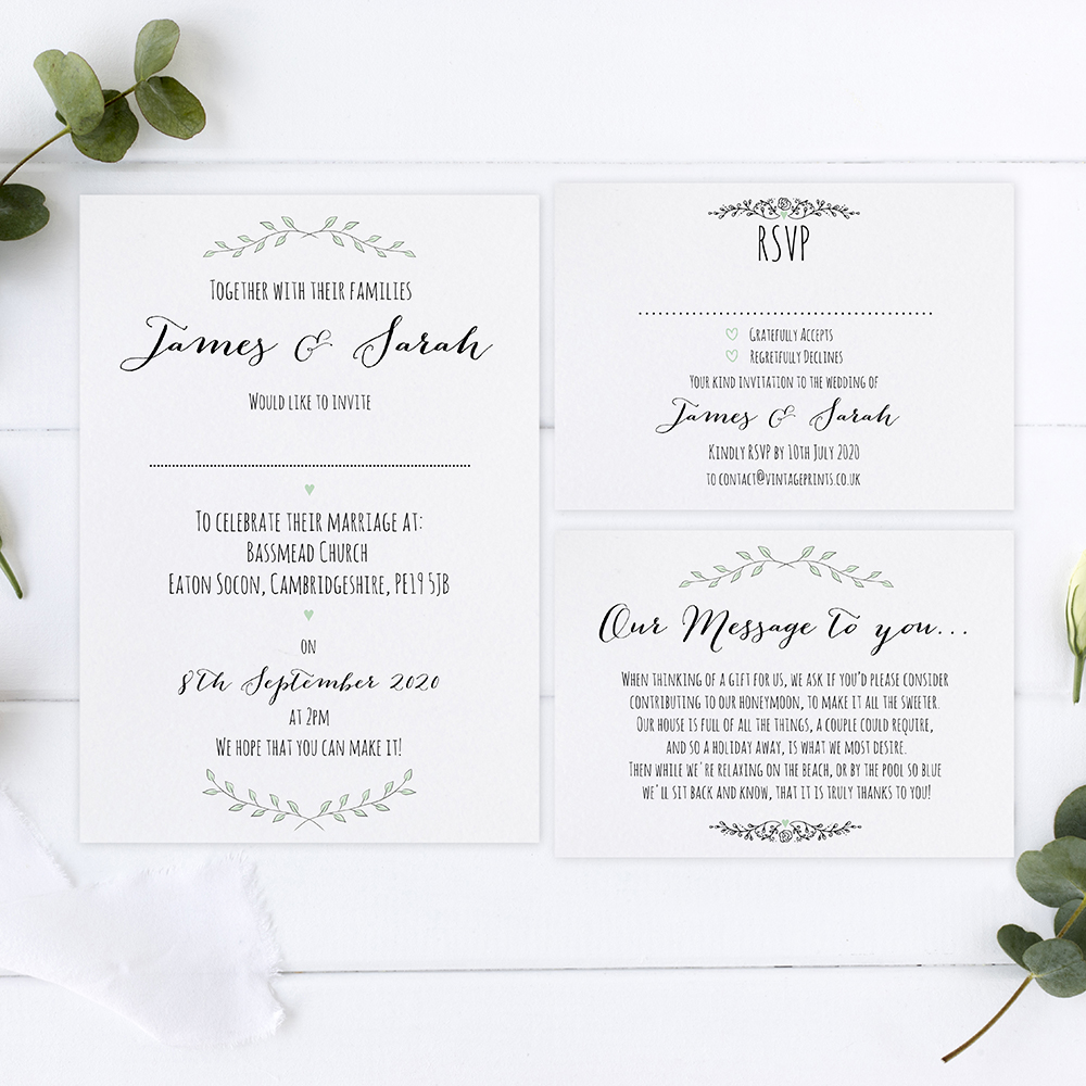 'Green Plant' Sleeve Invite Sample