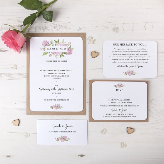 'Hydrangea' Sleeve Invite Sample