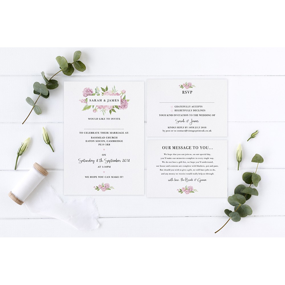 'Hydrangea' Sleeve Invite Sample