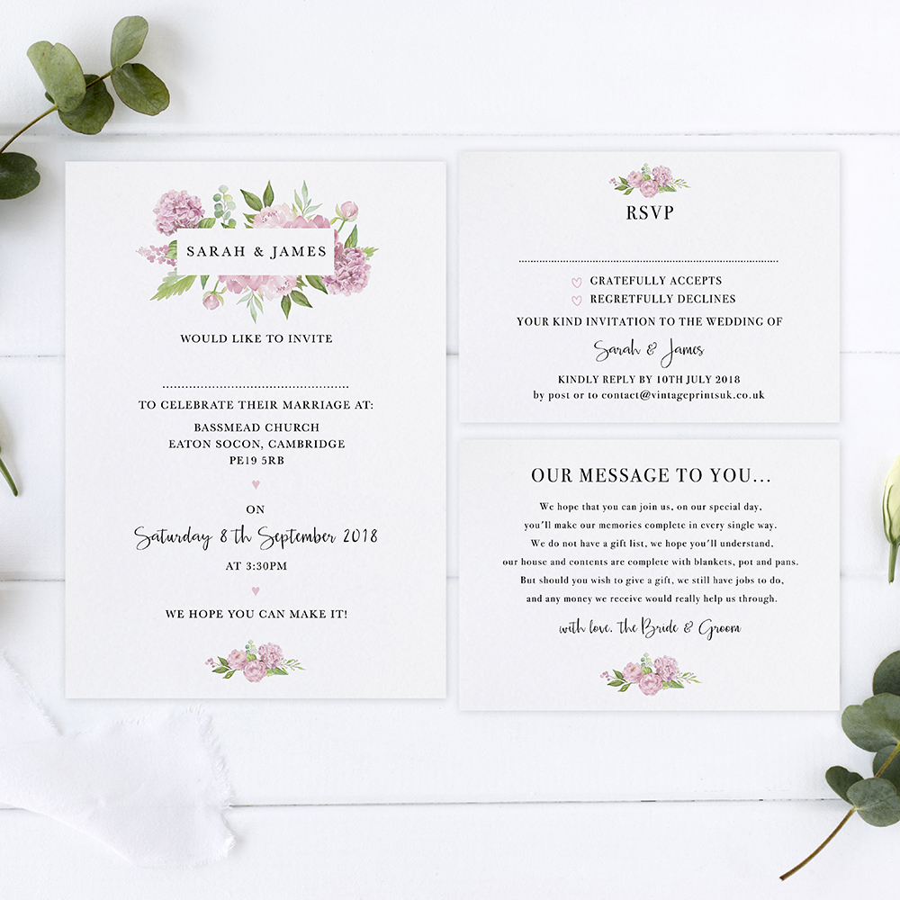 'Hydrangea' Sleeve Invite