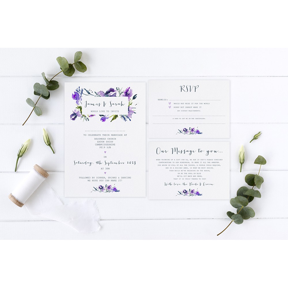 'Midnight Iris' Sleeve Invite Sample