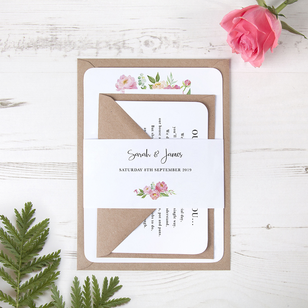 'Peony' Sleeve Invite