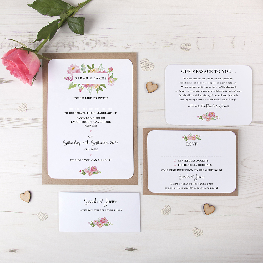 'Peony' Sleeve Invite