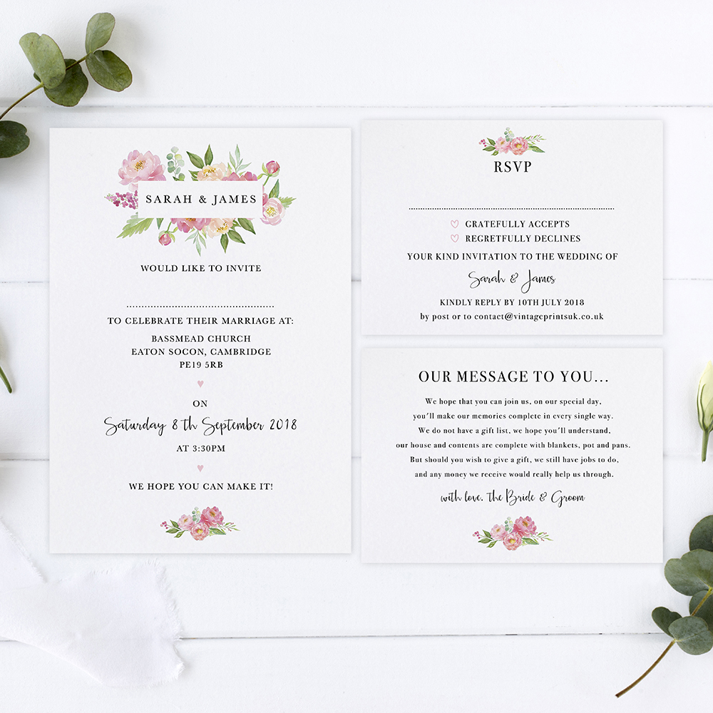 'Peony' Sleeve Invite