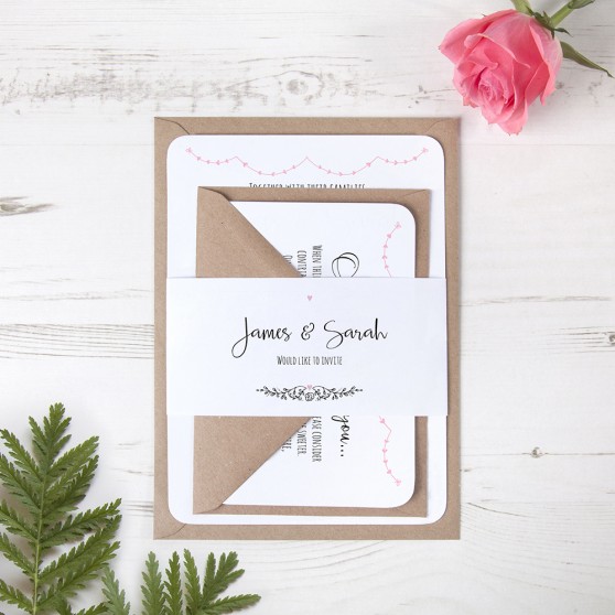 'Pink Heart Bunting' Sleeve Invite Sample