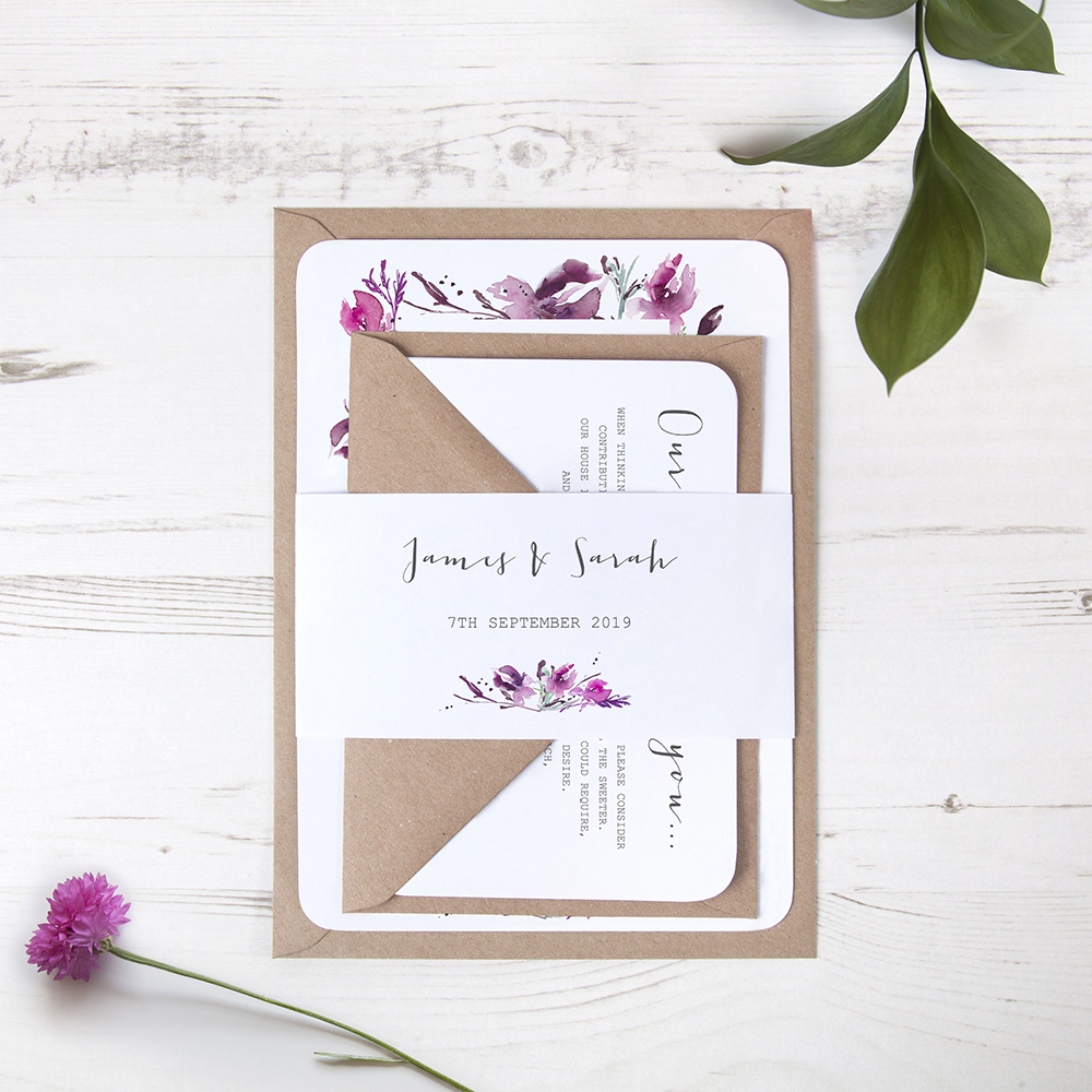 'Pink Iris' Sleeve Invite