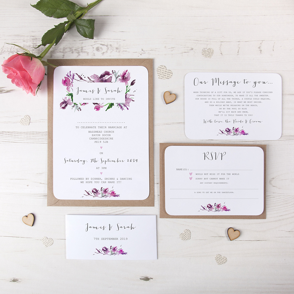 'Pink Iris' Sleeve Invite
