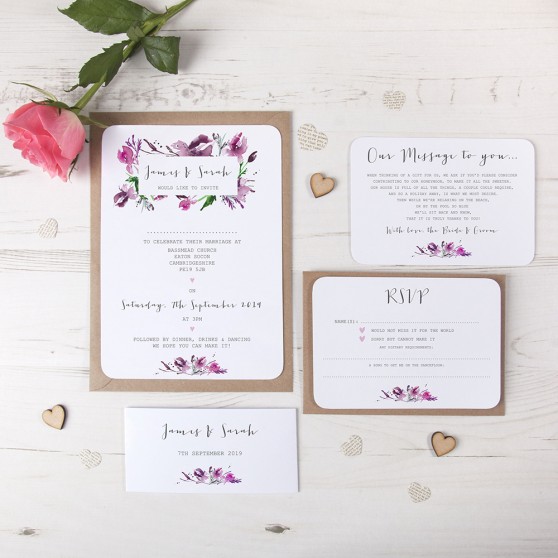 'Pink Iris' Sleeve Invite Sample