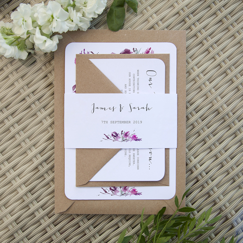 'Pink Iris' Sleeve Invite