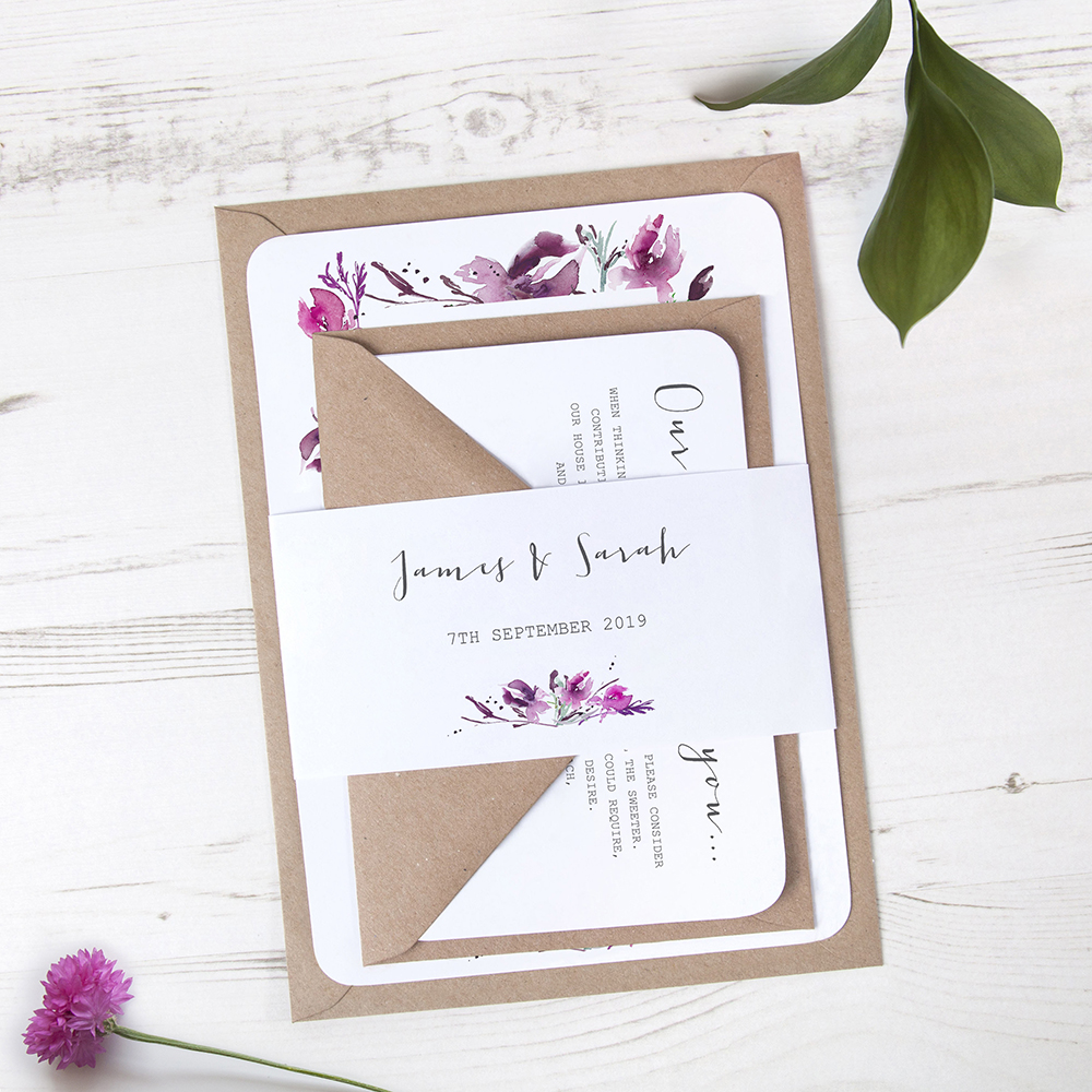 'Pink Iris' Sleeve Invite