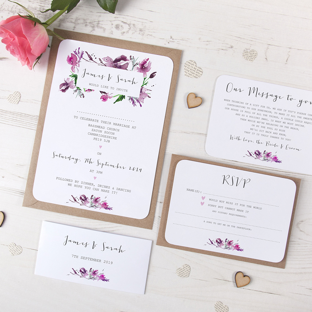 'Pink Iris' Sleeve Invite