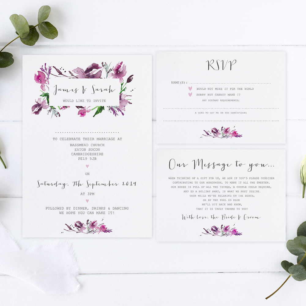 'Pink Iris' Sleeve Invite