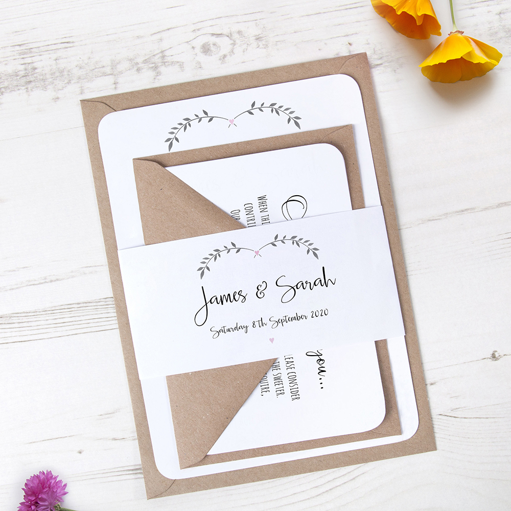 'Pink Ivy Design' Sleeve Invite