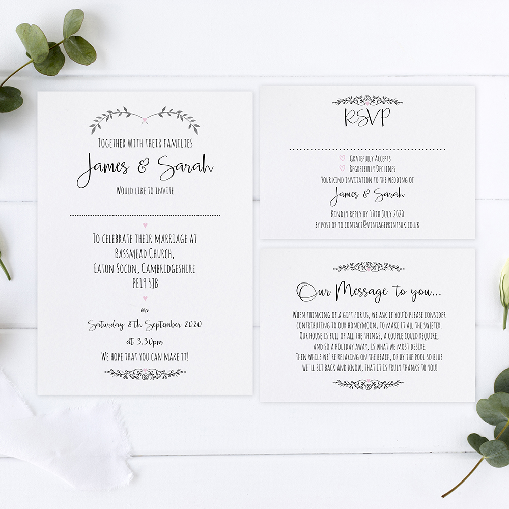 'Pink Ivy Design' Sleeve Invite