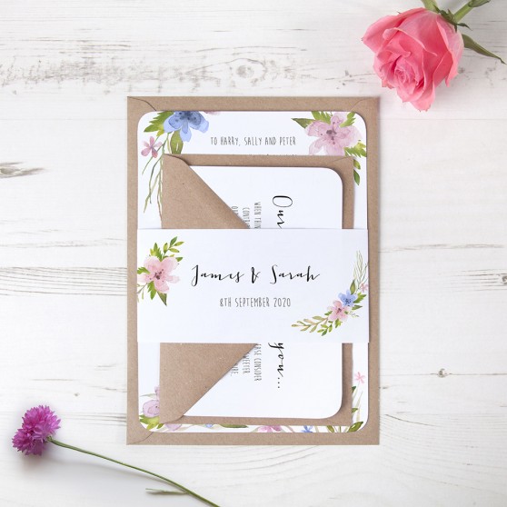 'Pretty in Blue & Pink' Sleeve Invite Sample