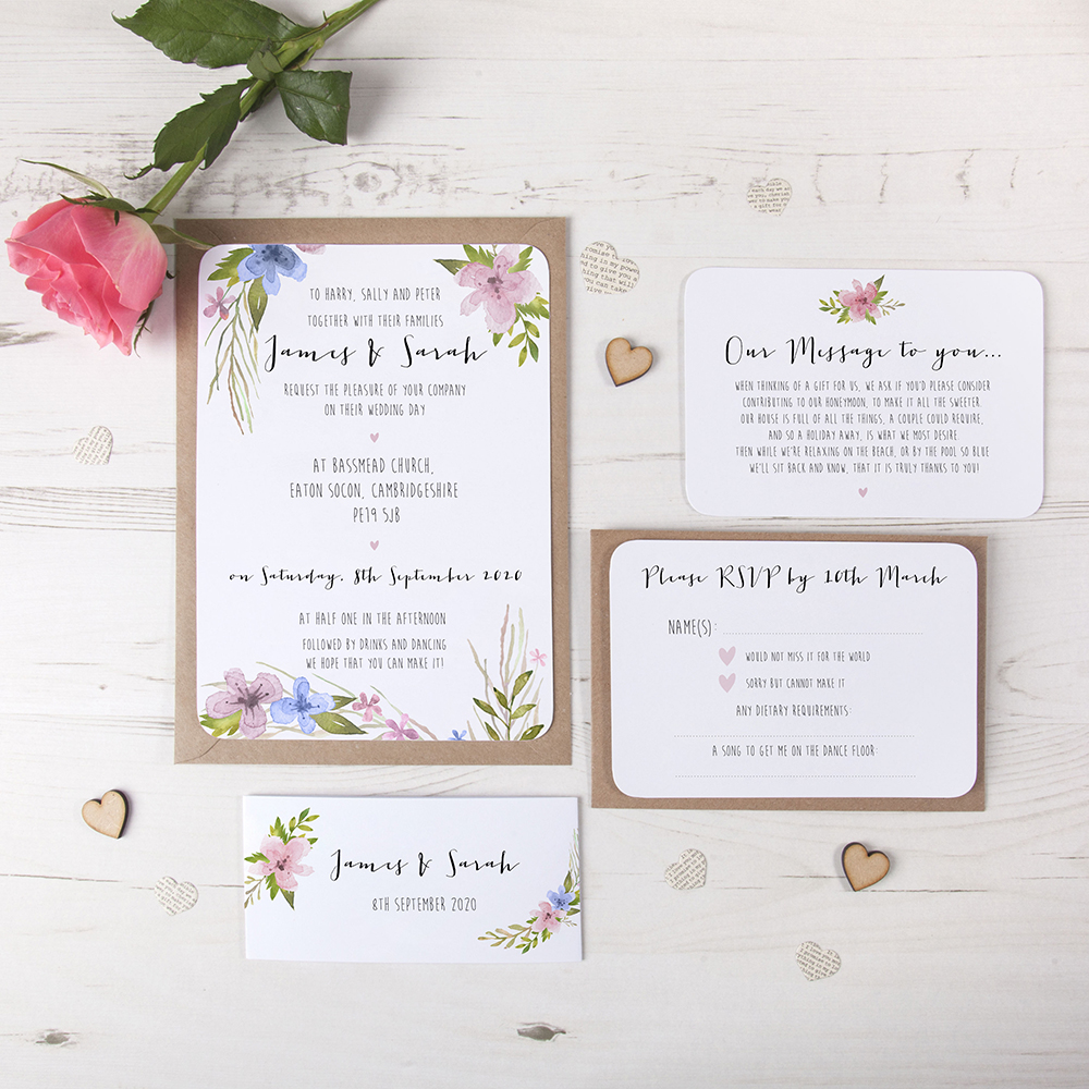 'Pretty in Blue & Pink' Sleeve Invite Sample