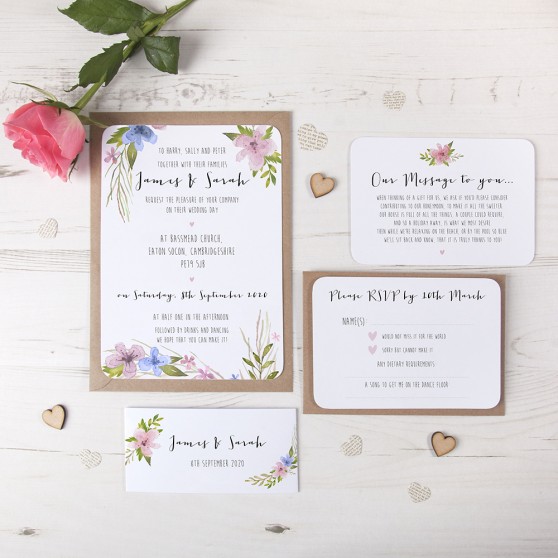 'Pretty in Blue & Pink' Sleeve Invite Sample