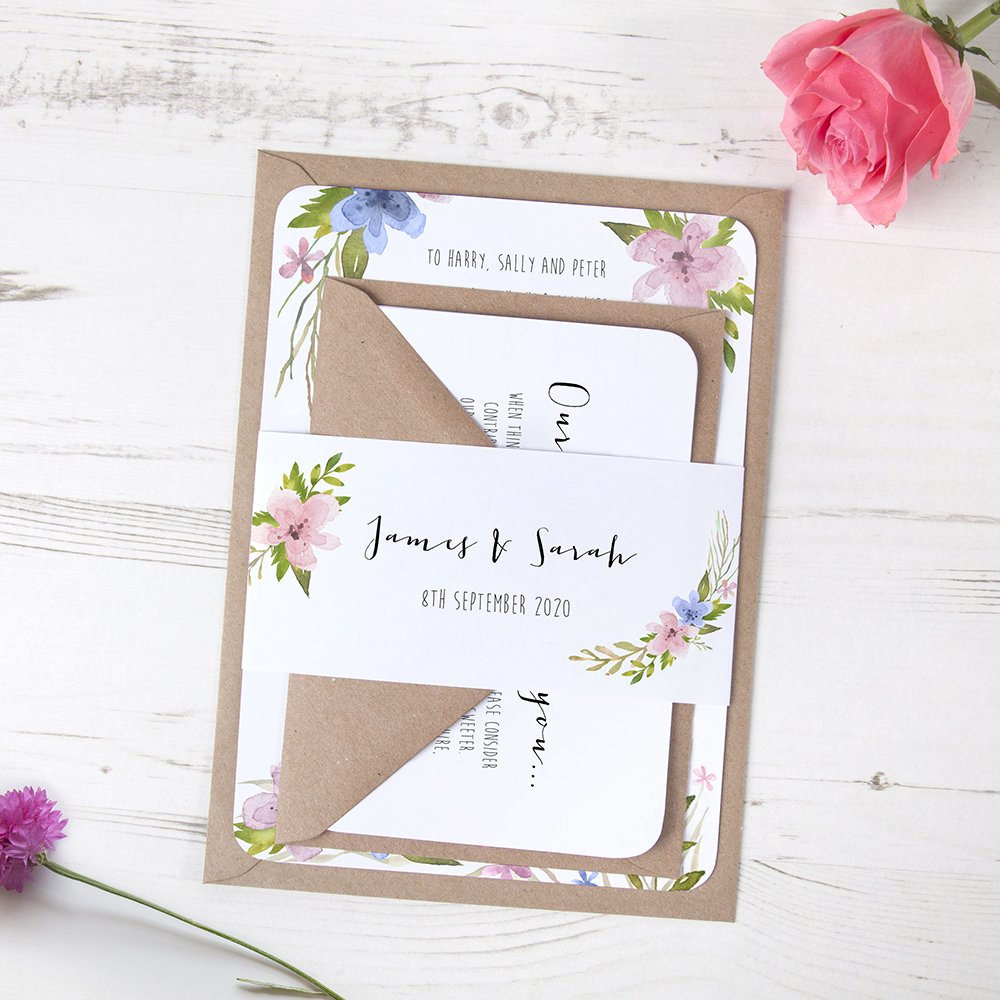 'Pretty in Blue & Pink' Sleeve Invite Sample