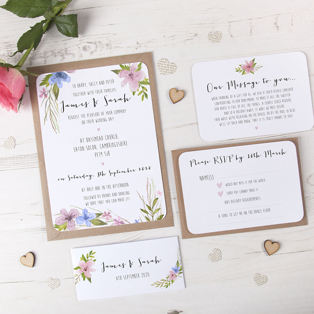 'Pretty in Blue & Pink' Sleeve Invite Sample