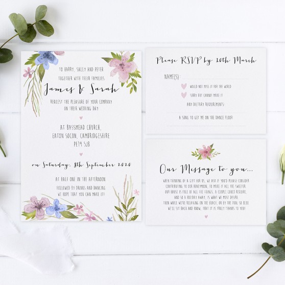 'Pretty in Blue & Pink' Sleeve Invite