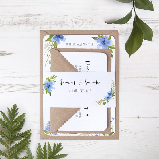 'Pretty in Blue' Sleeve Invite Sample