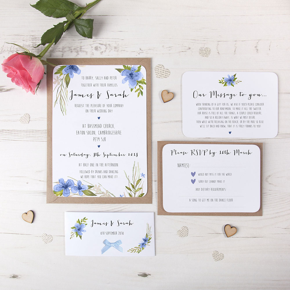 'Pretty in Blue' Sleeve Invite Sample
