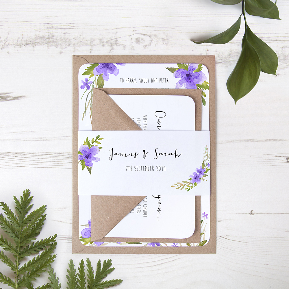 'Pretty in Purple' Sleeve Invite Sample