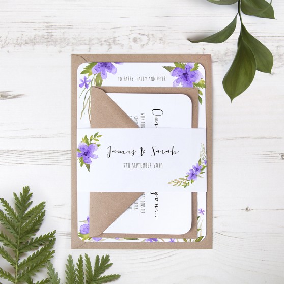 'Pretty in Purple' Sleeve Invite Sample