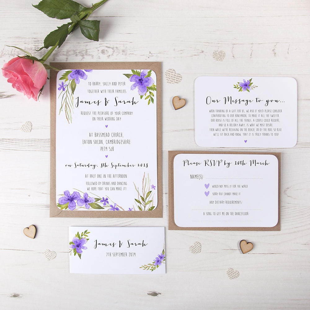 'Pretty in Purple' Sleeve Invite Sample