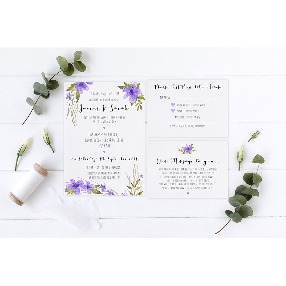 'Pretty in Purple' Sleeve Invite Sample