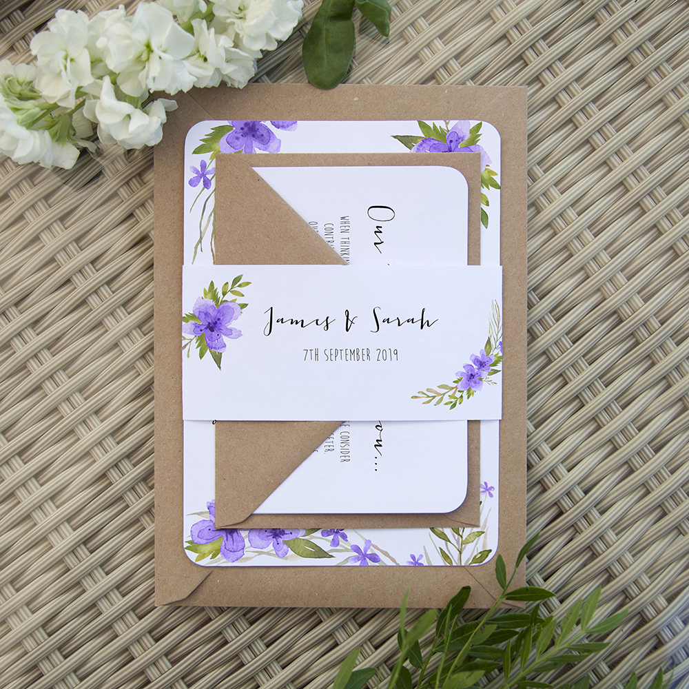 'Pretty in Purple' Sleeve Invite Sample