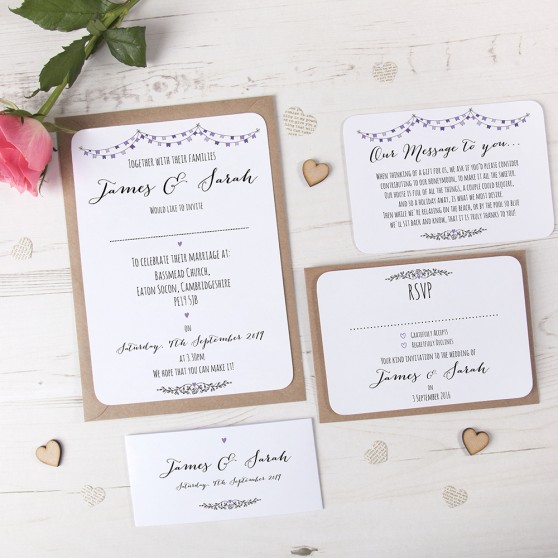 'Purple Flag Bunting' Sleeve Invite