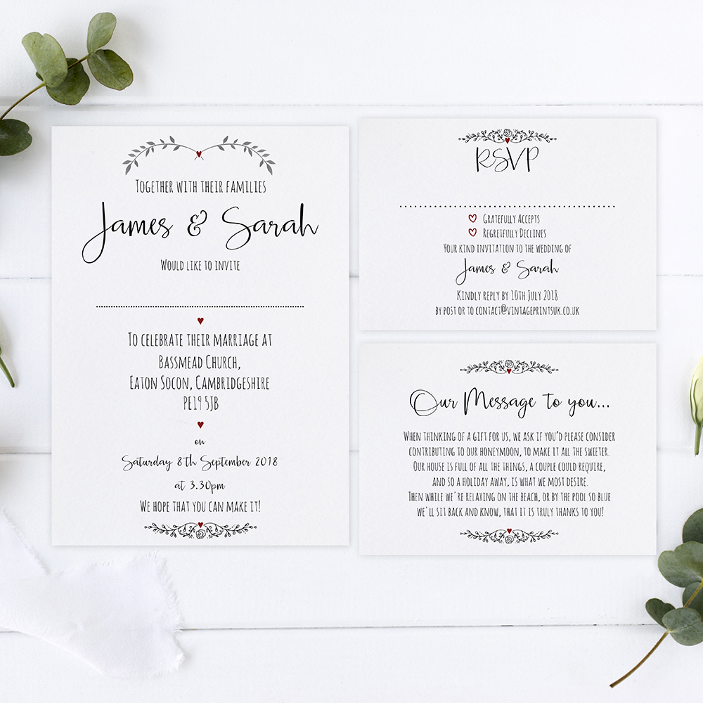 'Red Ivy Design' Sleeve Invite Sample