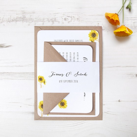 'Sunflower' Sleeve Invite Sample